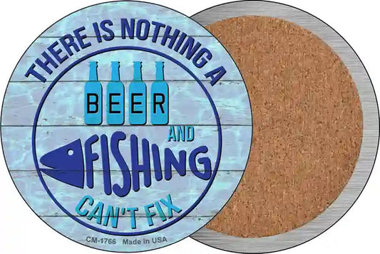 Beer And Fishing Cant Fix Novelty Circle Coaster Set of 4