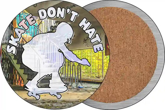Skate Dont Hate Novelty Circle Coaster Set of 4