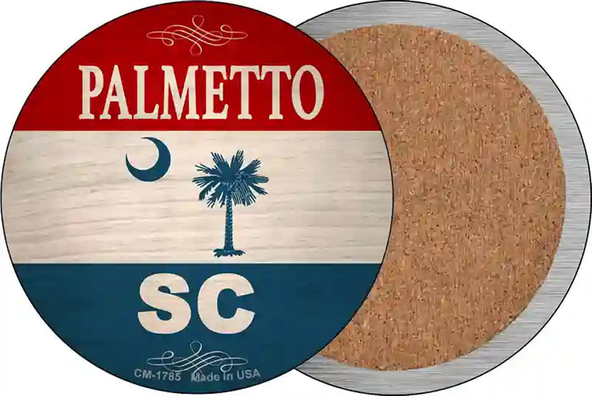 Palmetto SC Flag Novelty Circle Coaster Set of 4