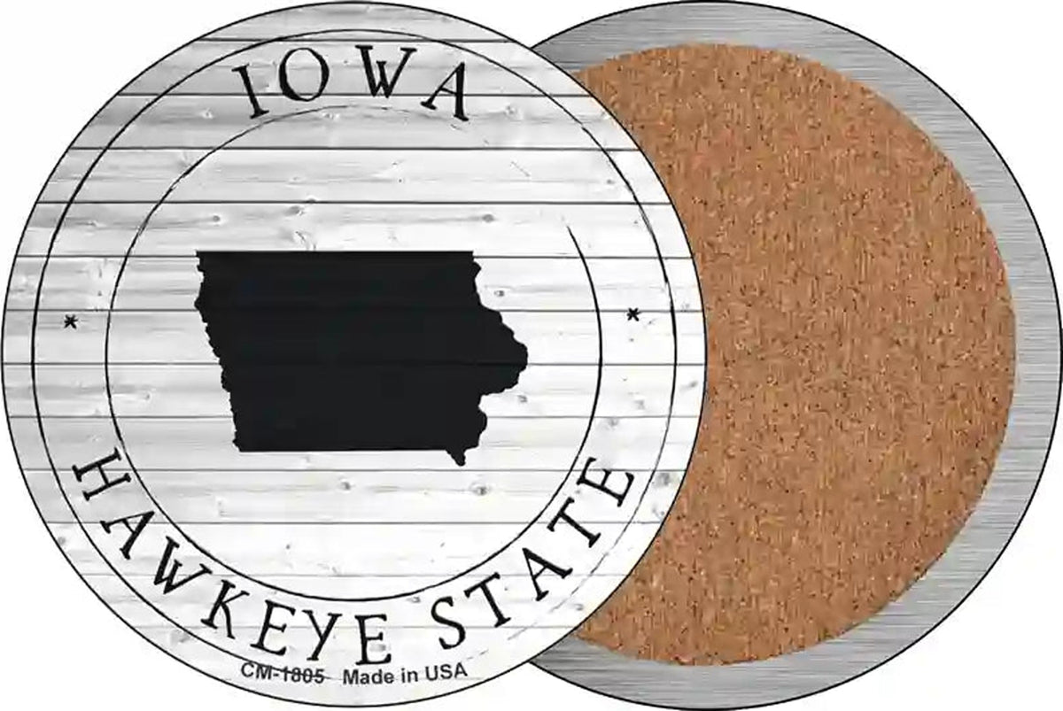 Iowa Hawkeye State Novelty Circle Coaster Set of 4