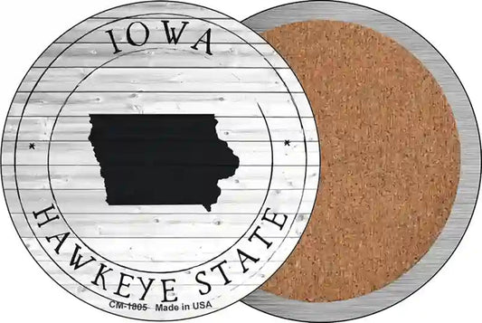 Iowa Hawkeye State Novelty Circle Coaster Set of 4