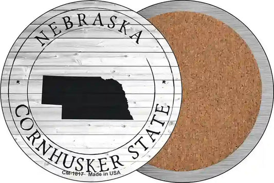 Nebraska Cornhusker State Novelty Circle Coaster Set of 4