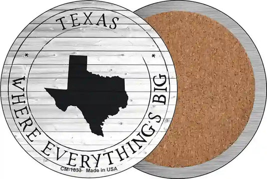 Texas Where Everythings Big Novelty Circle Coaster Set of 4