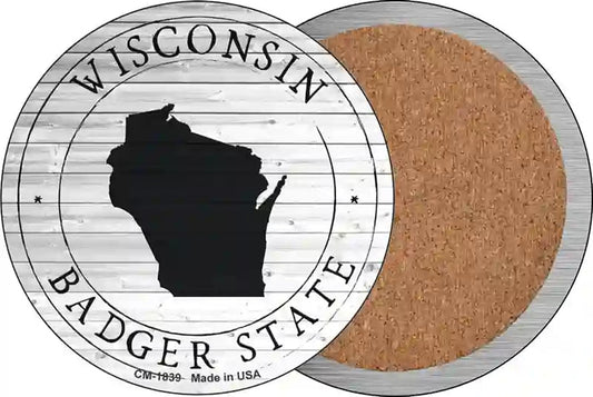 Wisconsin Badger State Novelty Circle Coaster Set of 4