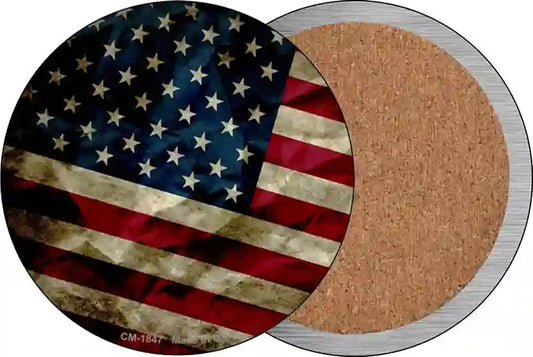 Dark American Flag Novelty Circle Coaster Set of 4