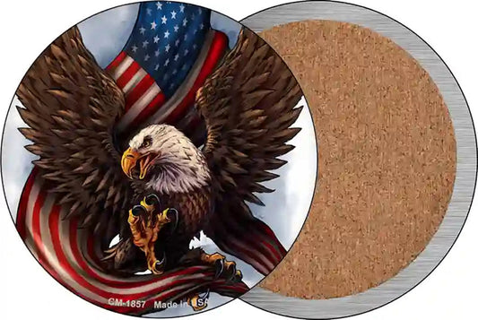 Eagle Claws American Flag Novelty Circle Coaster Set of 4