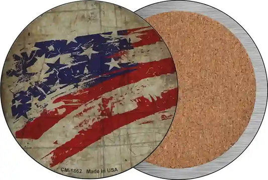 Distressed American Flag Novelty Circle Coaster Set of 4