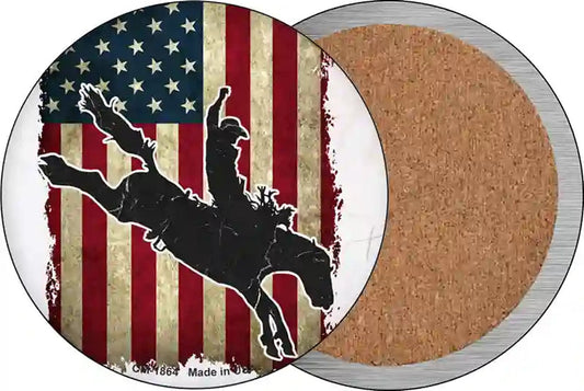 Bronco Rider Novelty Circle Coaster Set of 4