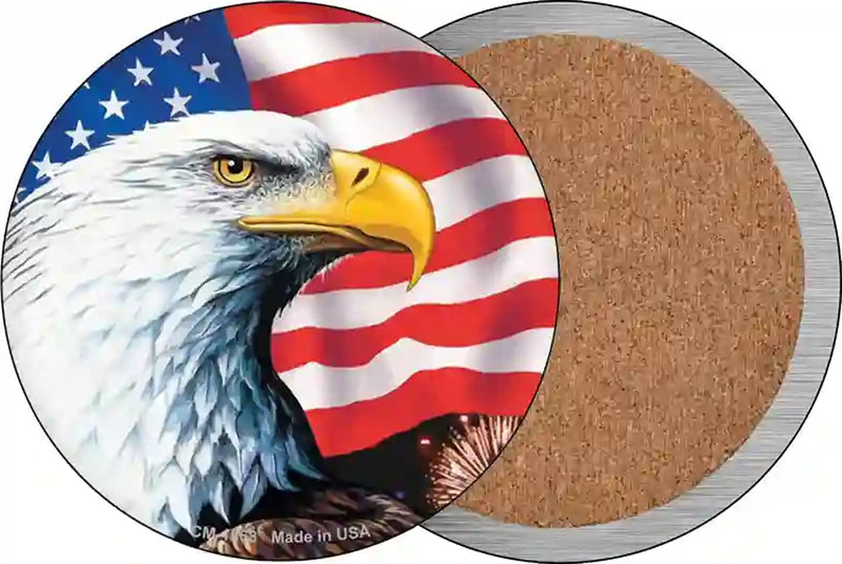 Eagle|American Flag Novelty Circle Coaster Set of 4