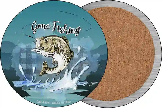Gone Fishing Novelty Circle Coaster Set of 4