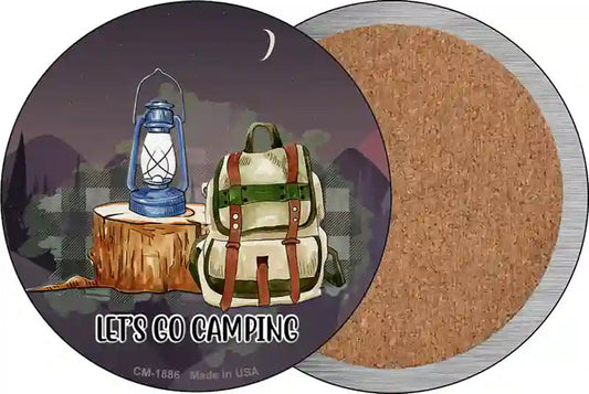 Lets Go Camping Novelty Circle Coaster Set of 4
