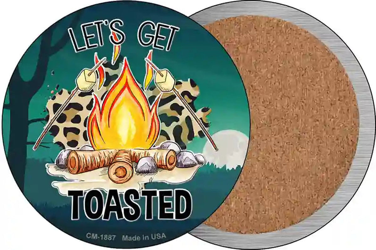 Lets Get Toasted Novelty Circle Coaster Set of 4