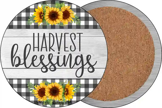 Harvest Blessings Novelty Circle Coaster Set of 4