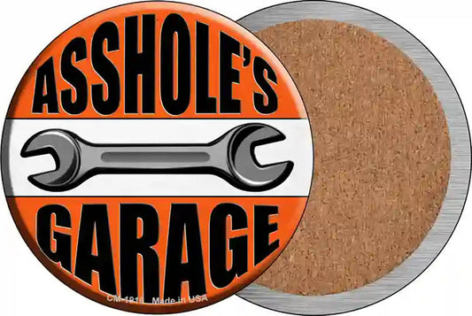 Assholes Garage Novelty Circle Coaster Set of 4
