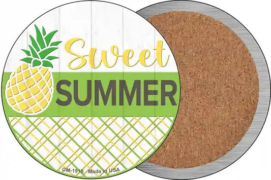 Sweet Summer Pineapple Novelty Circle Coaster Set of 4