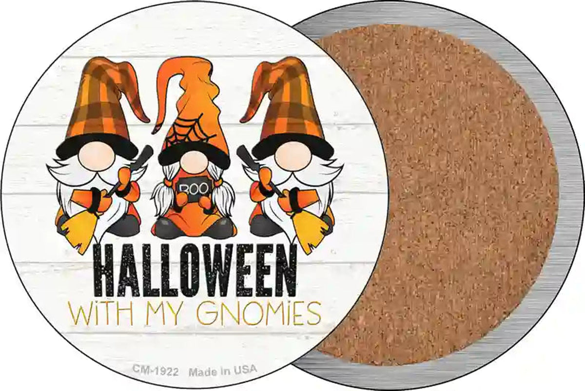 Halloween With My Gnomies Novelty Circle Coaster Set of 4