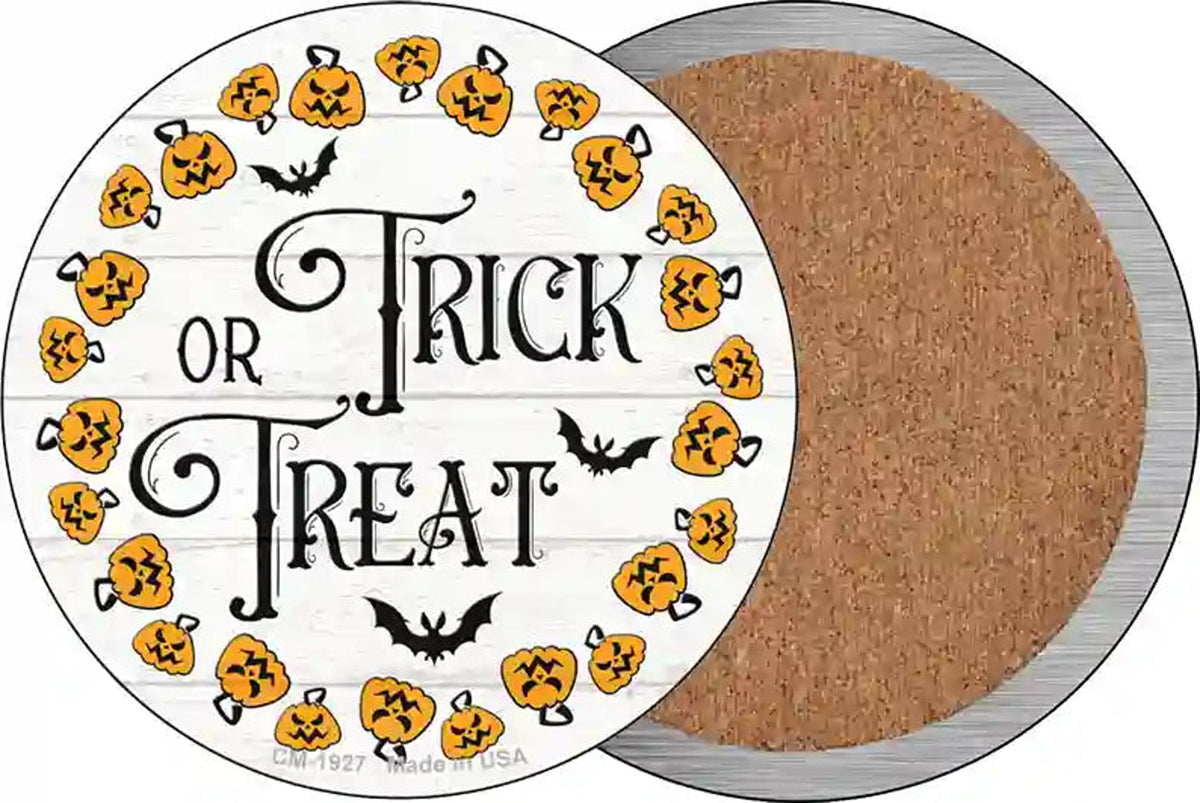 Trick Or Treat Pumpkin Ring Novelty Circle Coaster Set of 4