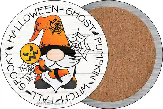 Spooky Halloween Gnome Novelty Circle Coaster Set of 4
