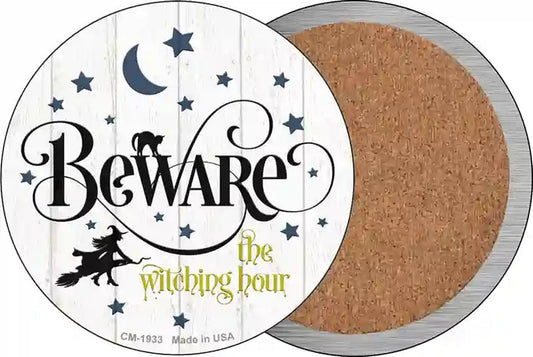 Beware The Witch Hour Novelty Circle Coaster Set of 4