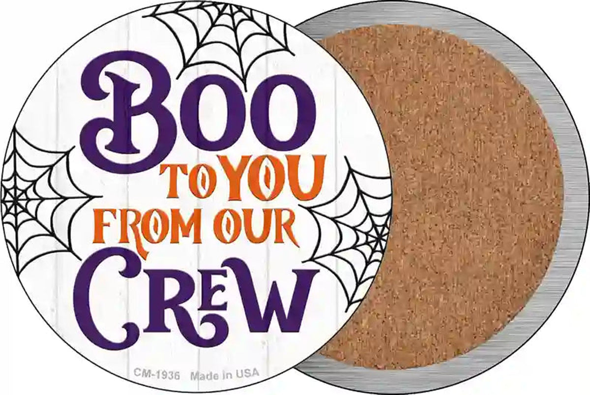 Boo To You From Our Crew Novelty Circle Coaster Set of 4