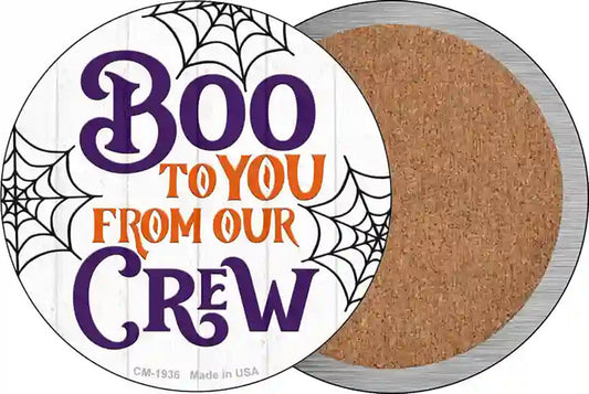 Boo To You From Our Crew Novelty Circle Coaster Set of 4
