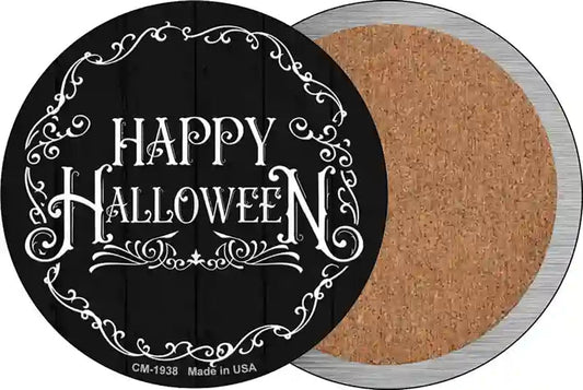 Happy Halloween Black Novelty Circle Coaster Set of 4