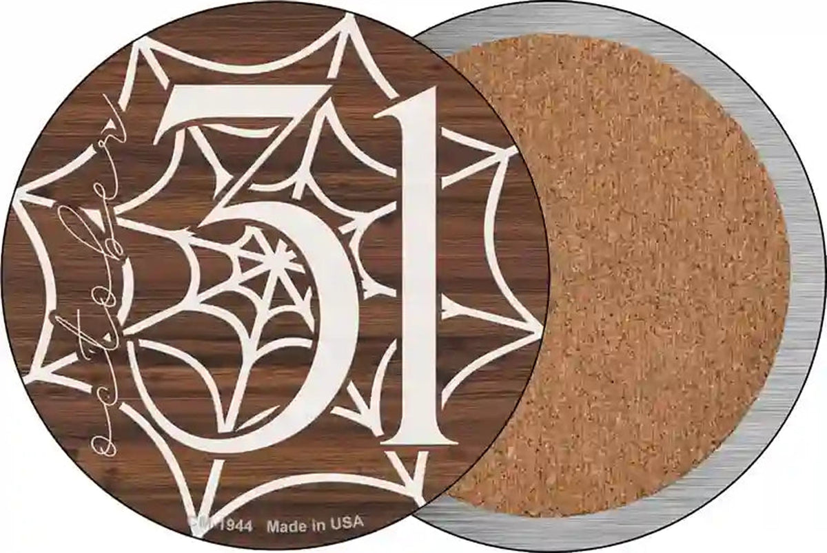 October 31st Spiderweb Novelty Circle Coaster Set of 4