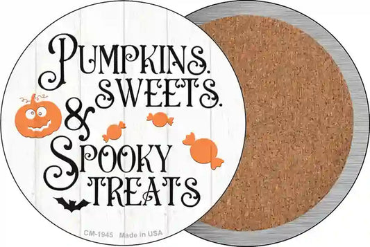Pumpkin Sweets Spooky Treats Novelty Circle Coaster Set of 4