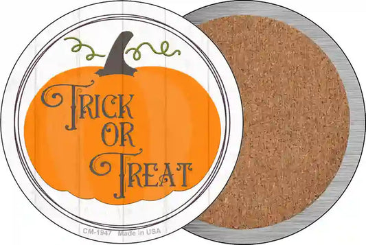 Trick Or Treat Pumpkin Novelty Circle Coaster Set of 4