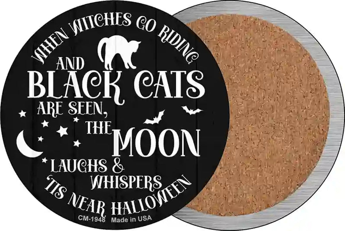 The Moon Whispers Tis Near Halloween Novelty Circle Coaster Set of 4
