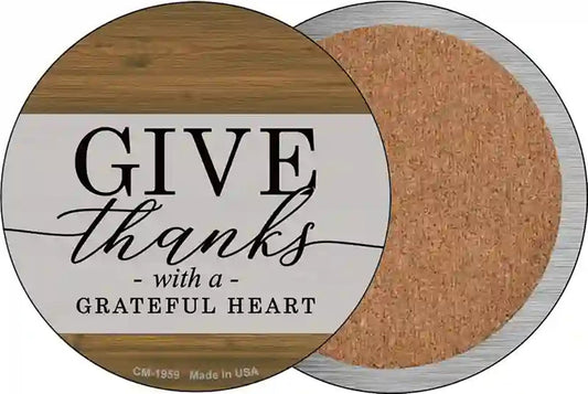 Give Thanks With A Grateful Heart Novelty Circle Coaster Set of 4