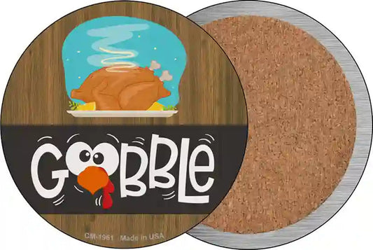 Gobble Turkey Novelty Circle Coaster Set of 4