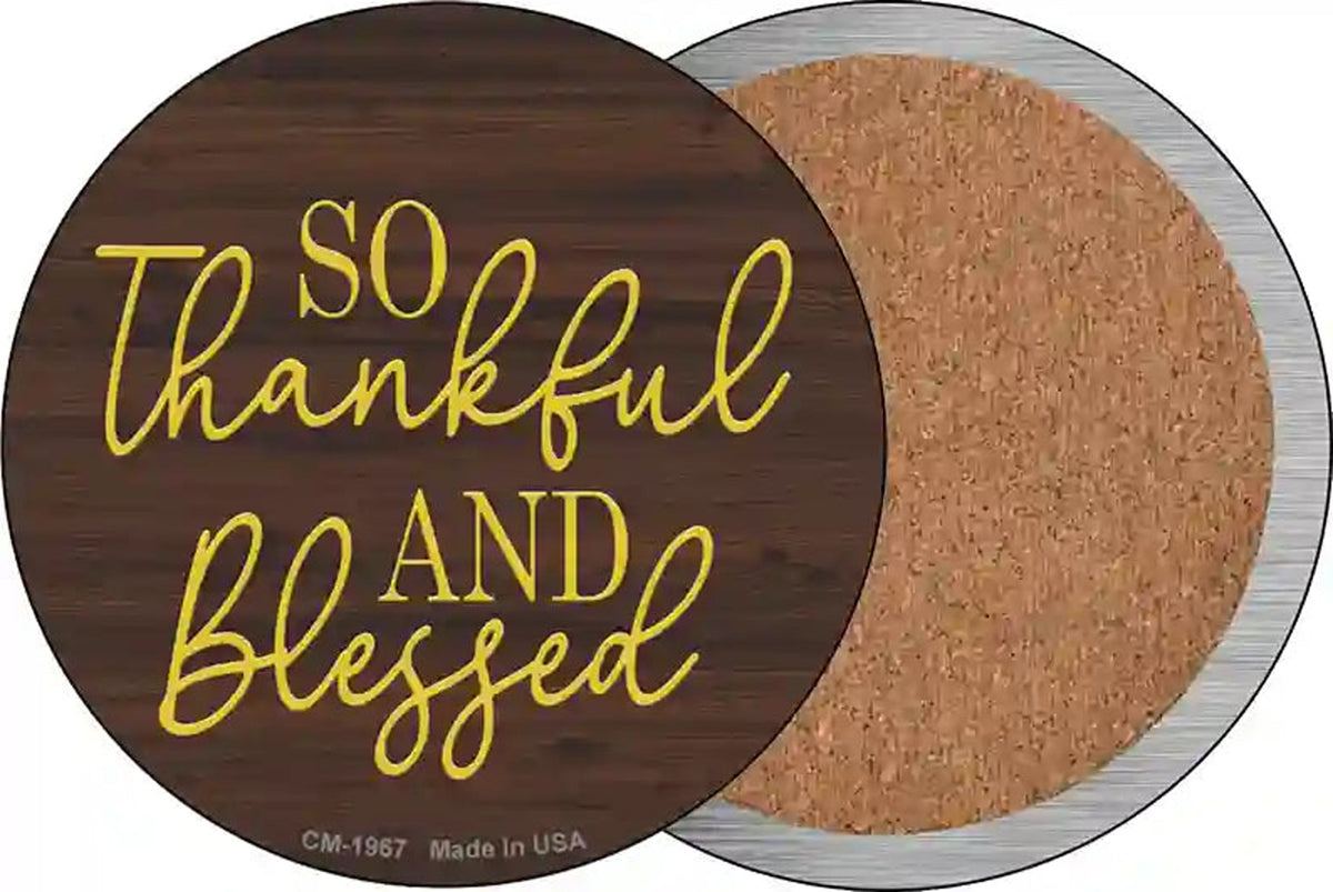 So Thankful And Blessed Novelty Circle Coaster Set of 4