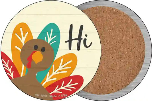 Turkey Says Hi Novelty Circle Coaster Set of 4