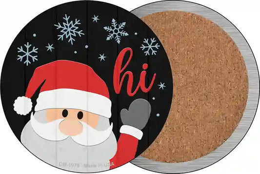 Santa Says Hi Novelty Circle Coaster Set of 4
