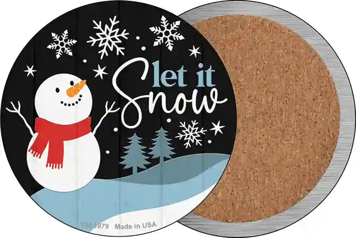 Snowman Let It Snow Novelty Circle Coaster Set of 4