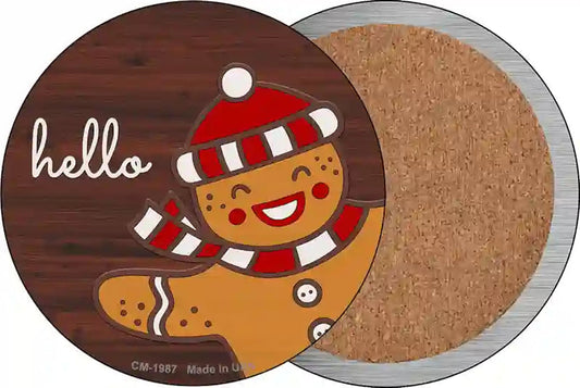 Gingerbread Man Says Hello Novelty Circle Coaster Set of 4