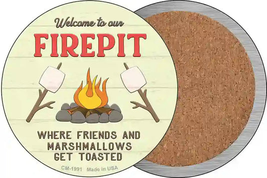 Welcome to our Firepit Novelty Circle Coaster Set of 4