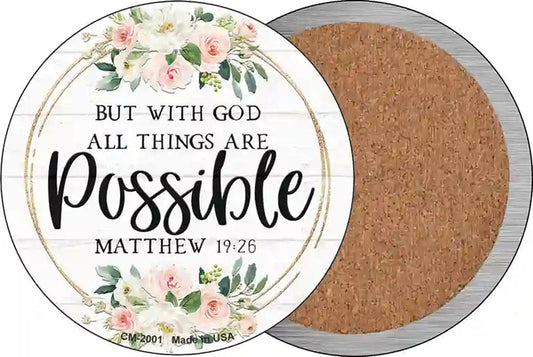 All Things Are Possible Novelty Circle Coaster Set of 4