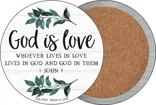 God is Love Novelty Circle Coaster Set of 4