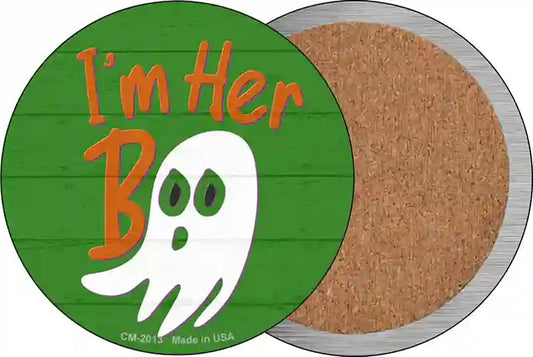 Im Her Boo Green Novelty Circle Coaster Set of 4