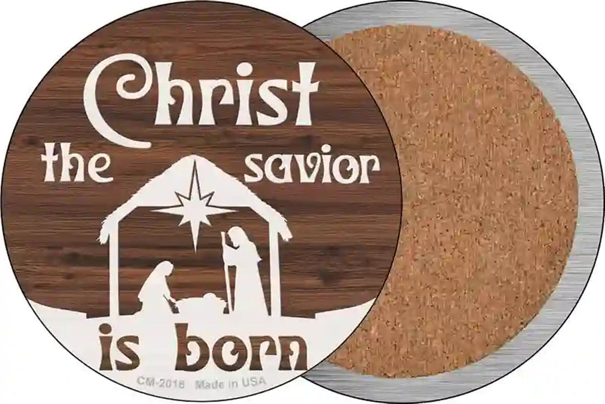Christ The Savior is Born Novelty Circle Coaster Set of 4