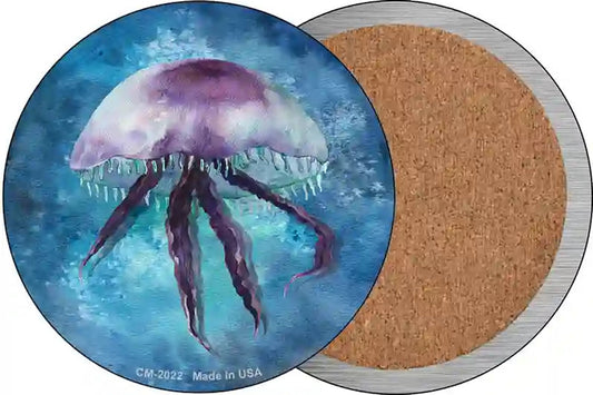 Jellyfish Blue Novelty Circle Coaster Set of 4