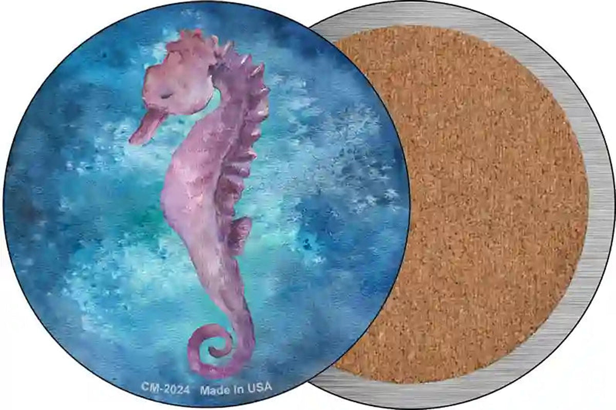 Seahorse Blue Novelty Circle Coaster Set of 4