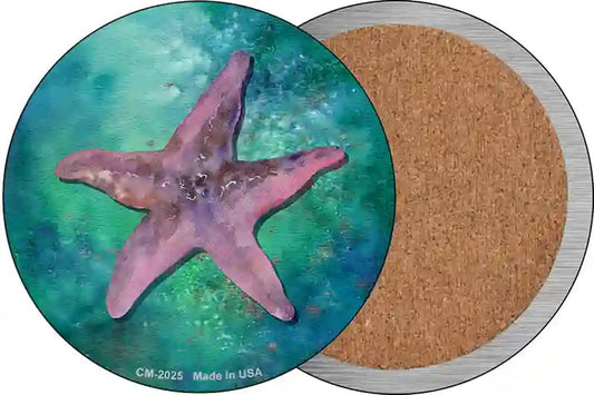 Starfish Aqua Novelty Circle Coaster Set of 4
