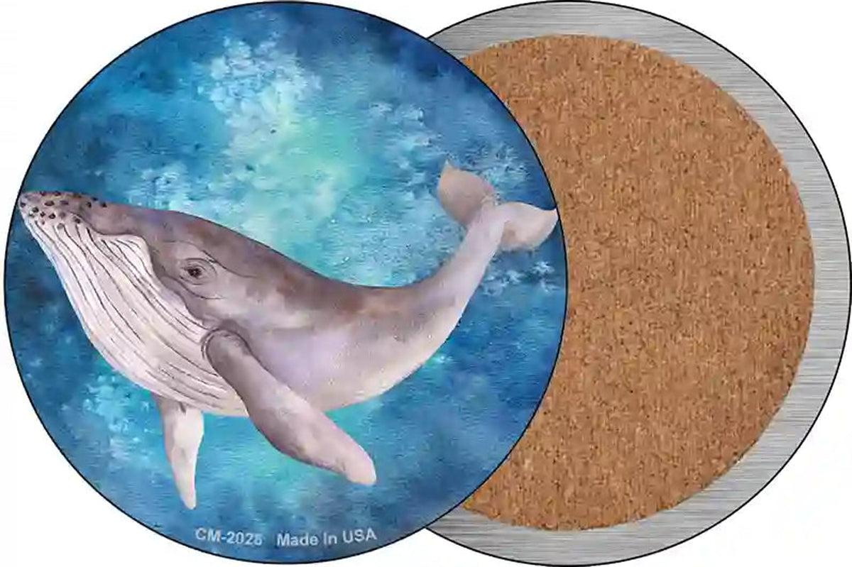 Humpback Whale Blue Novelty Circle Coaster Set of 4