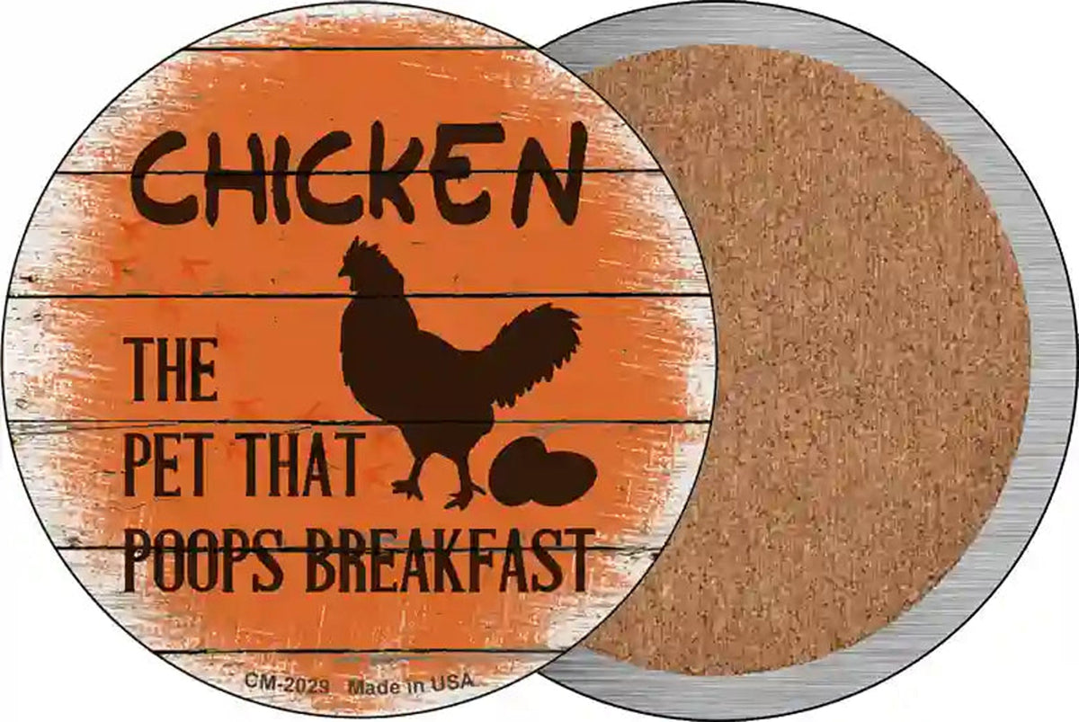 Chicken That Poops Breakfast Novelty Circle Coaster Set of 4