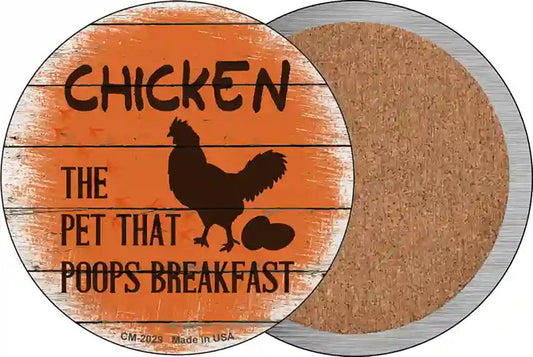 Chicken That Poops Breakfast Novelty Circle Coaster Set of 4