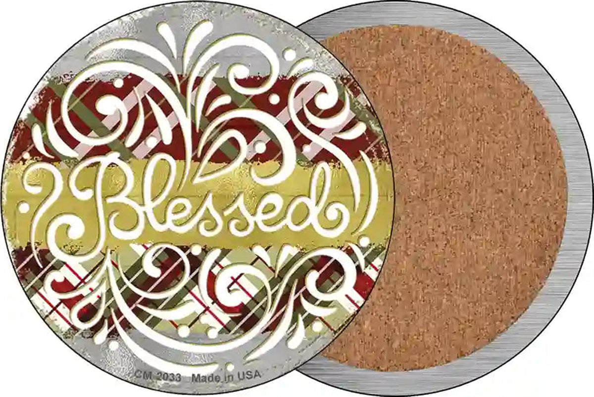 Blessed Christmas Novelty Circle Coaster Set of 4
