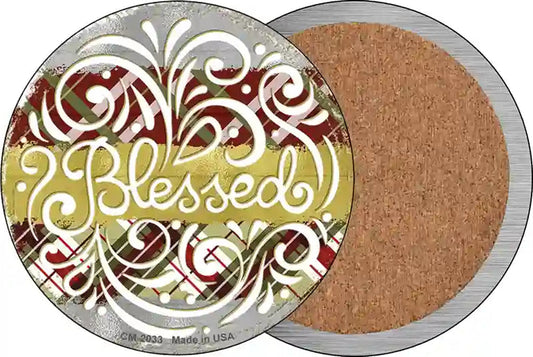 Blessed Christmas Novelty Circle Coaster Set of 4